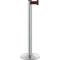 Lavi Industries Lavi Industries Beltrac® Retractable Belt Barrier, 40" Chrome Post, 7' Black/Red Belt 50-3000CL/BR